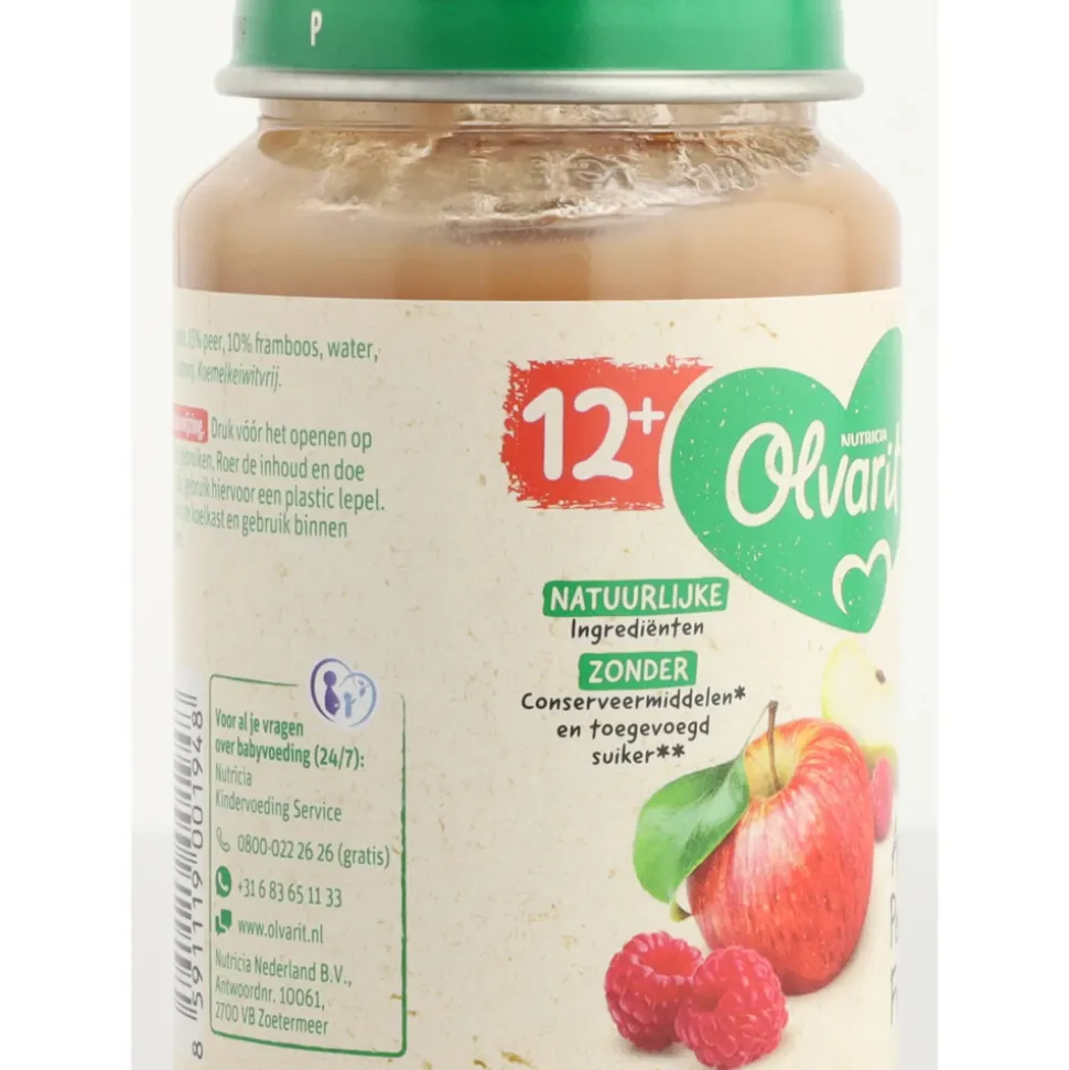 6x Olvarit Fruithapje 12m Appel Peer Framboos 200 gr