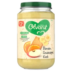 6x Olvarit Fruithapje 12m Banaan Sinaasappel Koek 200 gr