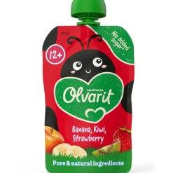 6x Olvarit Knijpfruit 12+m Aardbei Banaan Kiwi 100 gr