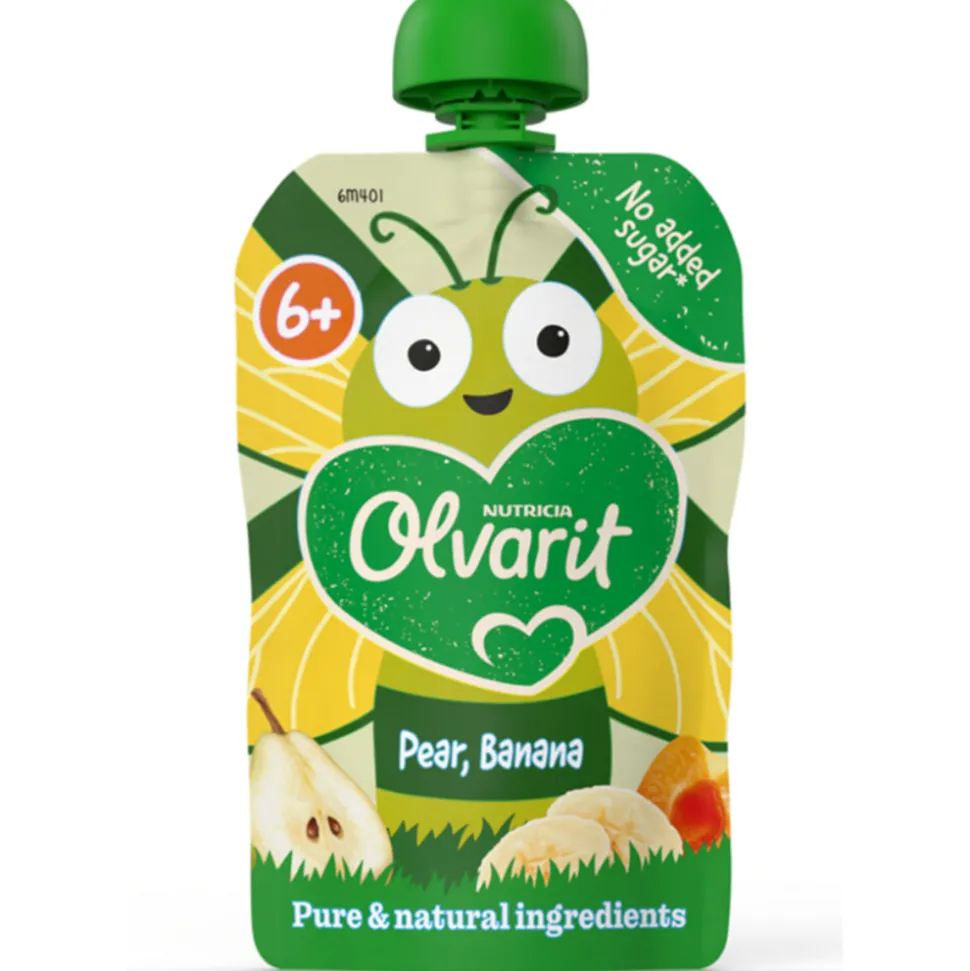 6x Olvarit Knijpfruit 6+m Peer & Banaan 100 gr