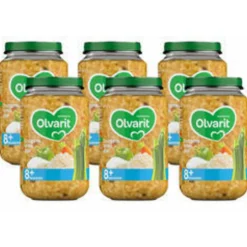 6x Olvarit Maaltijd 8+m Courgette, Witvis & Rijst 200 gr