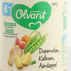 6x Olvarit Maaltijd 8m Doperwten Kalkoen Aardappel 200 gr