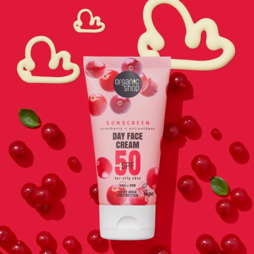 6x Organic Shop Zonnebrandcréme Gezicht SPF 50 Vette huid 50 ml