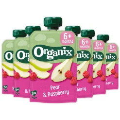 6x Organix Knijpfruit 6+m Peer & Framboos 100 gr