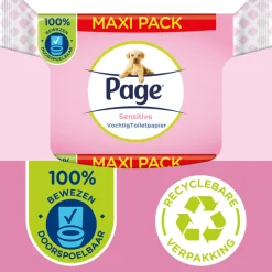 6x Page Vochtig Toiletpapier Sensitive Maxi 74 stuks