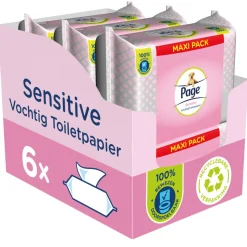 6x Page Vochtig Toiletpapier Sensitive Maxi 74 stuks