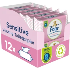 12x Page Vochtig Toiletpapier Sensitive 38 stuks