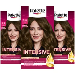 3x Palette Intensive Oil-Care Color Haarkleuring 600 Lichtbruin
