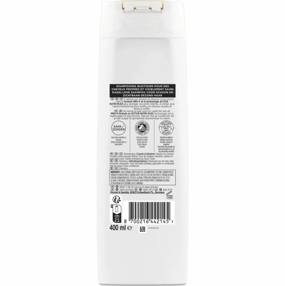 6x Pantene Shampoo Classic Clean 400 ml