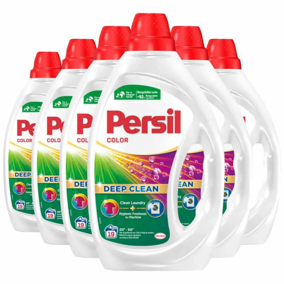 6x Persil Wasmiddel Gel Color 19 Wasbeurten Gekleurde was 855 ml