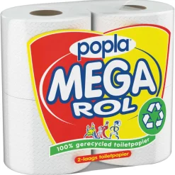 6x Popla Toiletpapier Megarol 2-laags 4 stuks