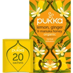 3x Pukka Thee Lemon, Ginger Momile, Gingera en Manuka Honey 20 stuks
