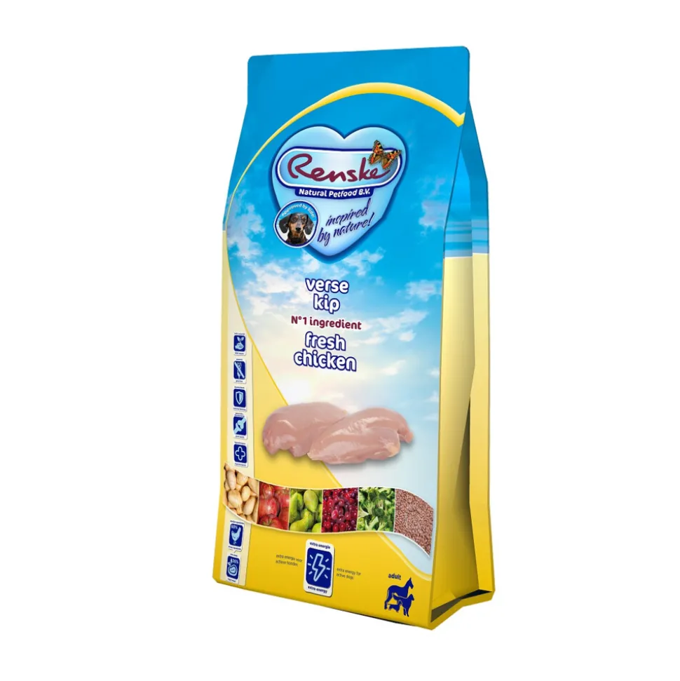 8x Renske Super Premium Graanvrij Adult Hondenvoer Verse Kip 600 gr