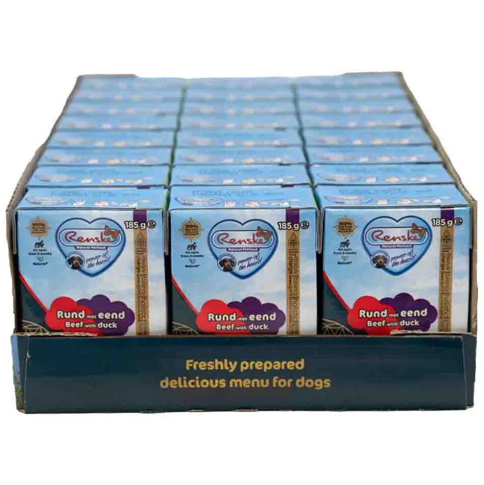 24x Renske Vers Tetra Hondenvoer Nat Rund met Eend 185 gr