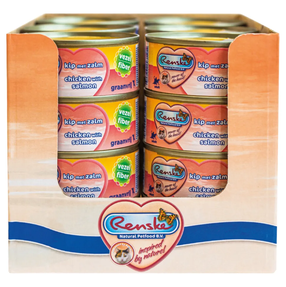 24x Renske Vezel Kattenvoer Nat Kip - Zalm 70 gr