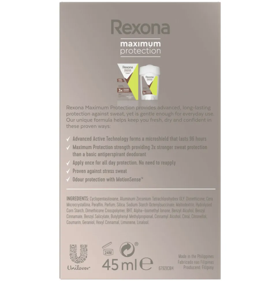 6x Rexona Deodorant Stick Cream Maximum Protection Stress Control 45 ml