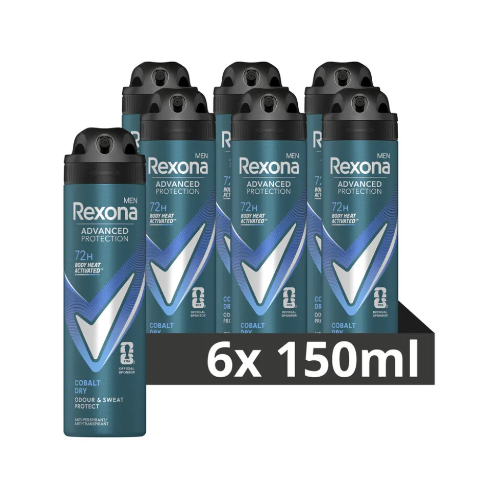 6x Rexona Men Deodorant Spray Advanced Protection Cobalt Dry 150 ml