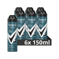 6x Rexona Men Deodorant Spray Advanced Protection Invisible 150 ml