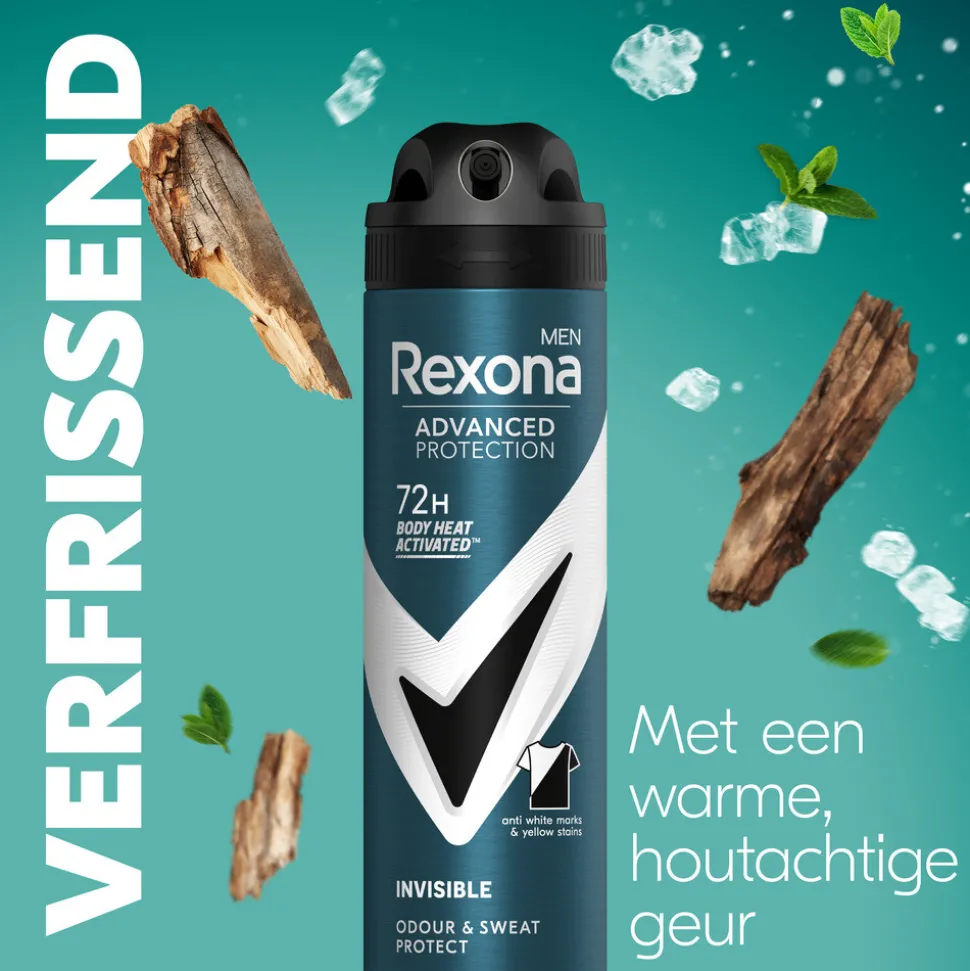 6x Rexona Men Deodorant Spray Advanced Protection Invisible 150 ml