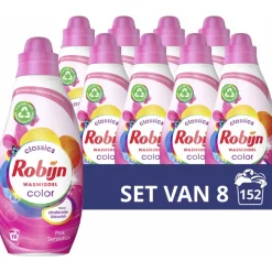8x Robijn Klein & Krachtig Wasmiddel Pink Sensation 19 Wasbeurten 665 ml