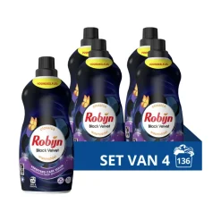 4x Robijn Klein & Krachtig Wasmiddel Black Velvet 34 Wasbeurten 1,19 liter