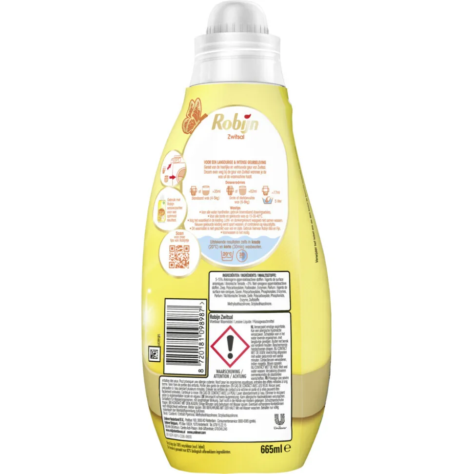 8x Robijn Klein & Krachtig Wasmiddel Zwitsalgeur 19 Wasbeurten 665 ml