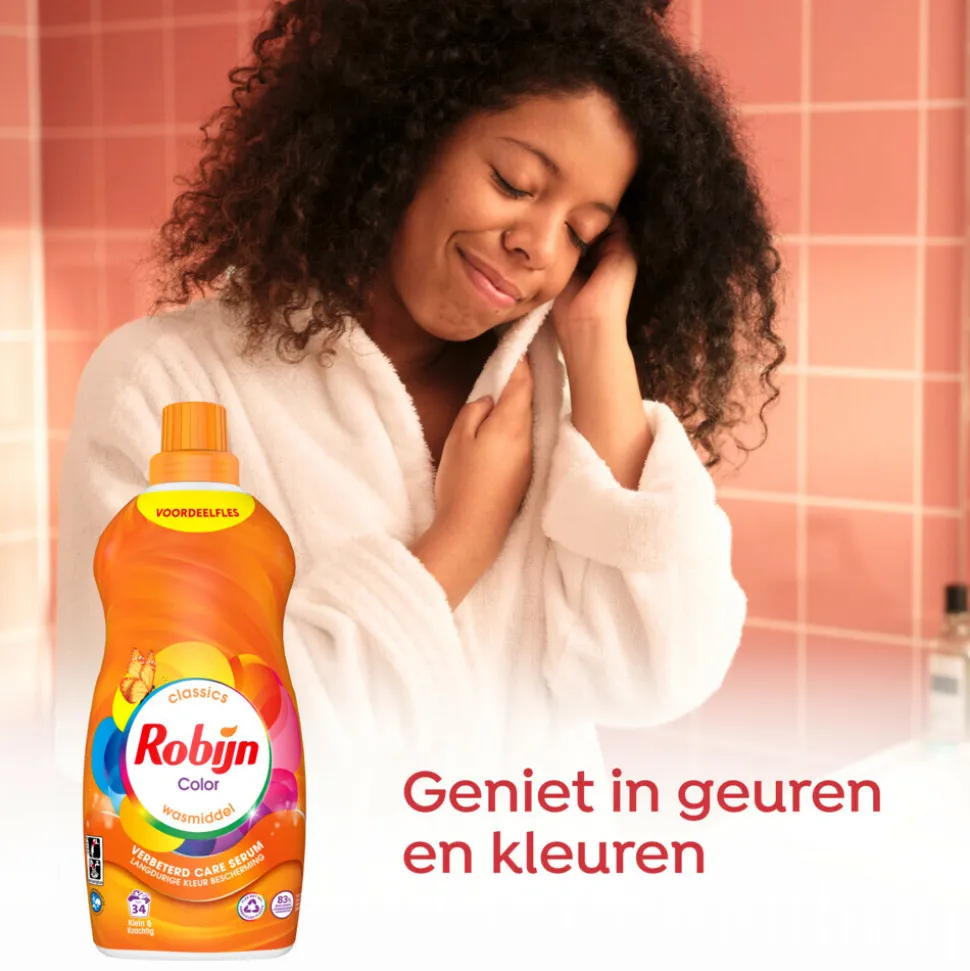 4x Robijn Klein & Krachtig Wasmiddel Color 34 Wasbeurten 1,19 liter