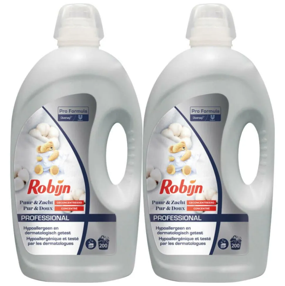 2x Robijn Professional Wasverzachter Puur & Zacht - 200 Wasbeurten Pro Formula 5 liter