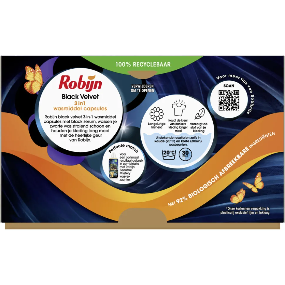 4x Robijn Wascapsules 3-in1 Black Velvet 15 stuks