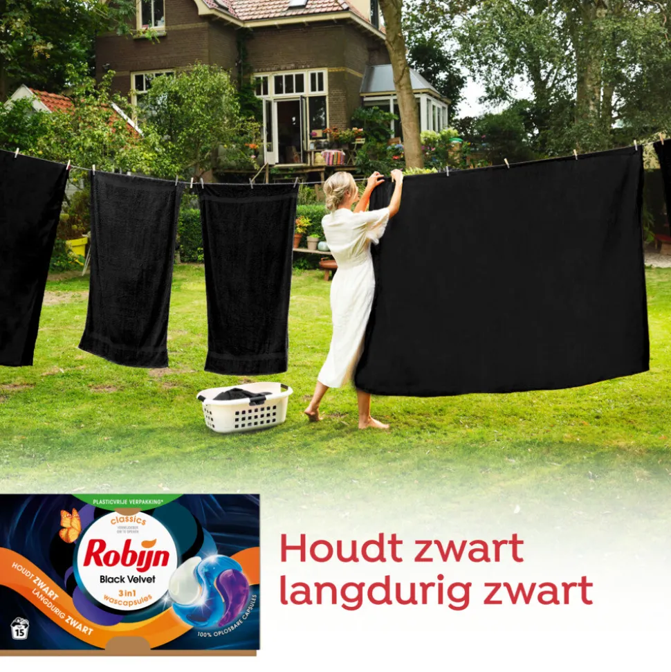 4x Robijn Wascapsules 3-in1 Black Velvet 15 stuks