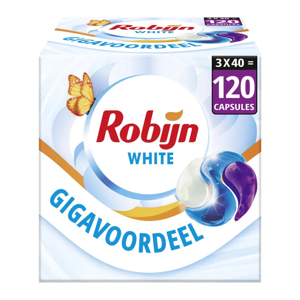 3x Robijn Wascapsules 3-in-1 Stralend Wit 40 stuks