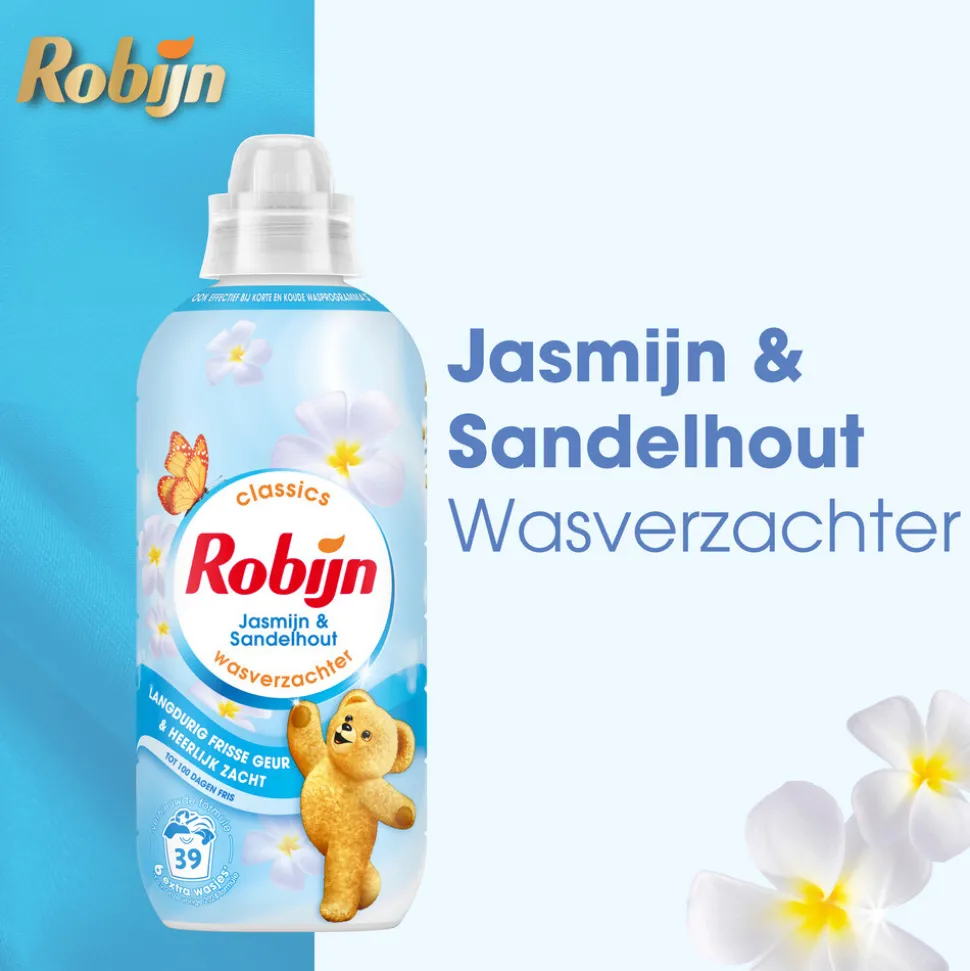 8x Robijn Wasverzachter Jasmijn en Sandelhout 39 Wasbeurten 780 ml