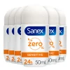 6x Sanex Deodorant Roller Zero% Sensitive Skin 50 ml