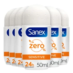 6x Sanex Deodorant Roller Zero% Sensitive Skin 50 ml