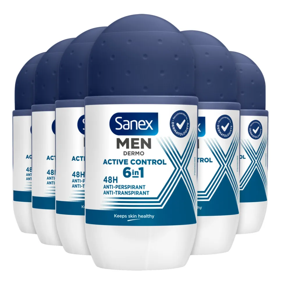 6x Sanex Deodorant Roller Men Active Control 50 ml
