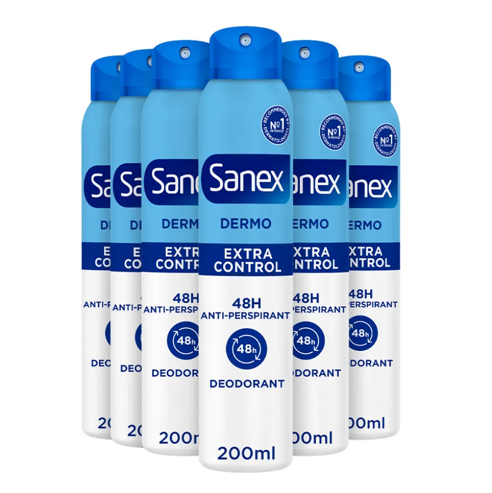 6x Sanex Deodorant Spray Dermo Extra Control 200 ml