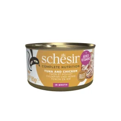 12x Schesir Complete & Balanced Kattenvoer Tonijn en Kip in Boullion 85 gr