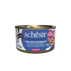 12x Schesir Complete & Balanced Kattenvoer Tonijn en Witvis in Boullion 85 gr