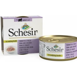 12x Schesir Kattenvoer Tonijn en Kip in Boullion 70 gr