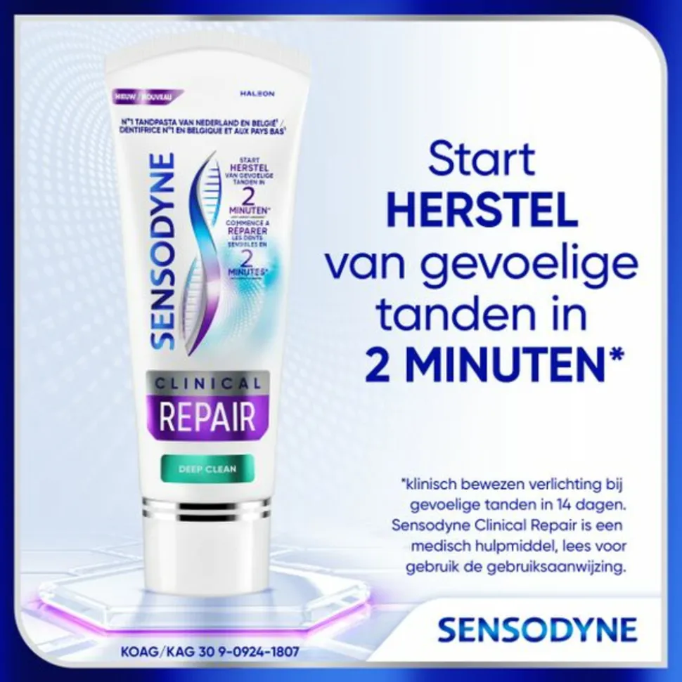 3x Sensodyne Tandpasta Clinical Repair Deep Clean 75 ml