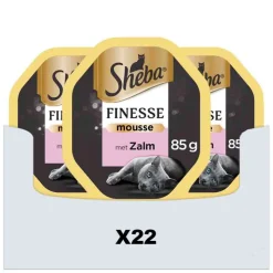 22x Sheba Finesse Kattenvoer Natvoer Mousse Zalm Kuipjes 85 gr