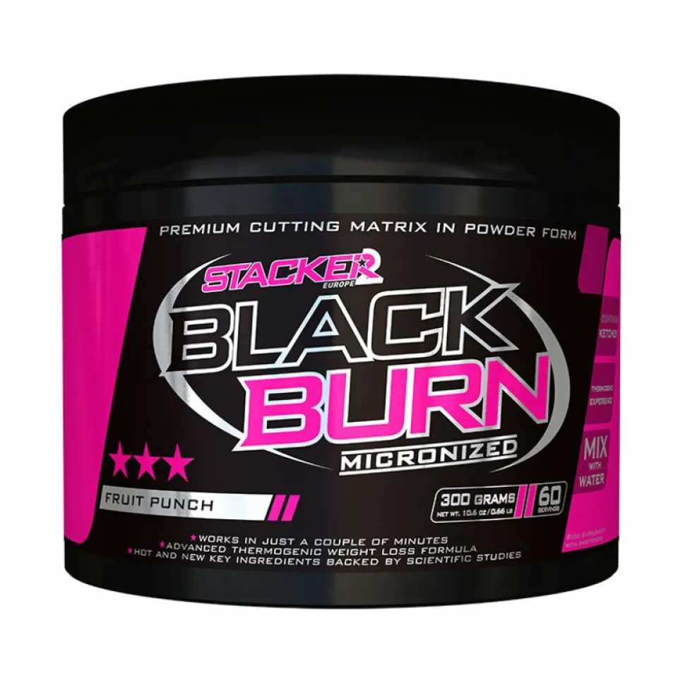 6x Stacker Black Burn Micronized Fruit Punch 300 gr