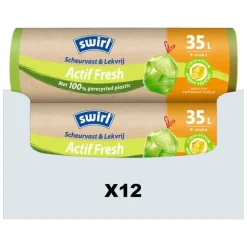 12x Swirl Vuilniszakken met Trekband Geparfumeerd Actif Fresh 35 liter 9 stuks
