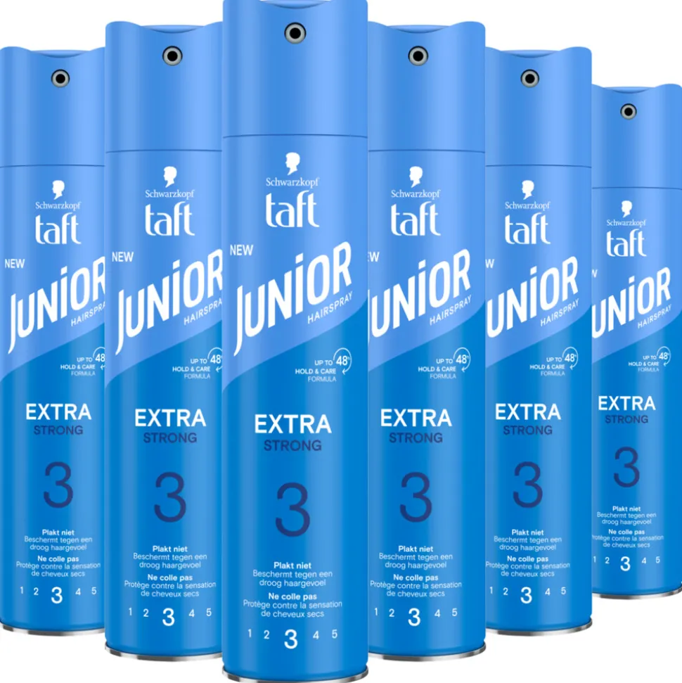 6x Taft Junior Hairspray Extra Strong 250 ml