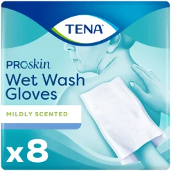 3x TENA Proskin Wet Wash Gloves Mild Geparfumeerd 8 stuks