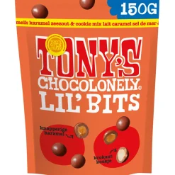 8x Tony's Chocolonely Lil'Bits Melk Karamel Zeezout Biscuit 150 gr