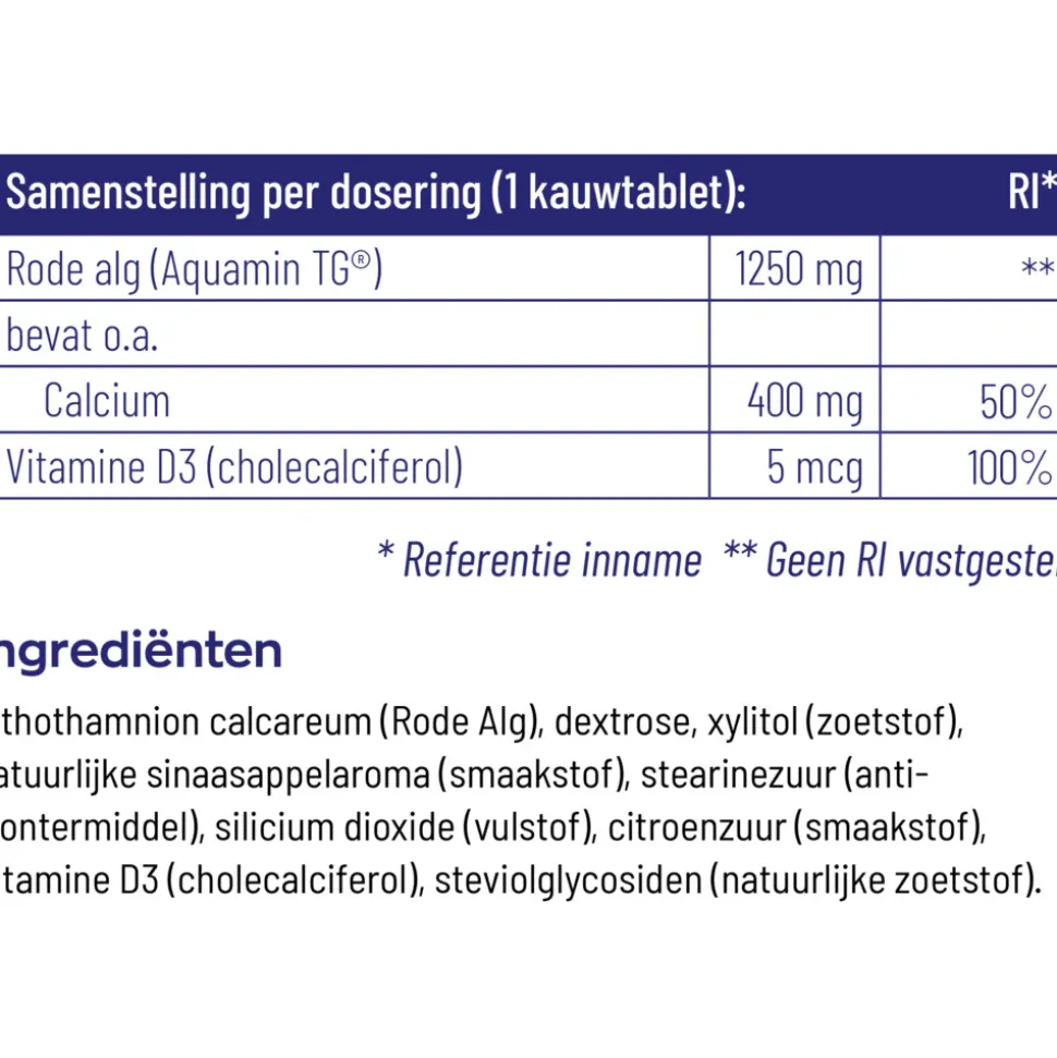 2x Vitakruid Calcium 400 & D3 uit Rode Alg 100 kauwtabletten