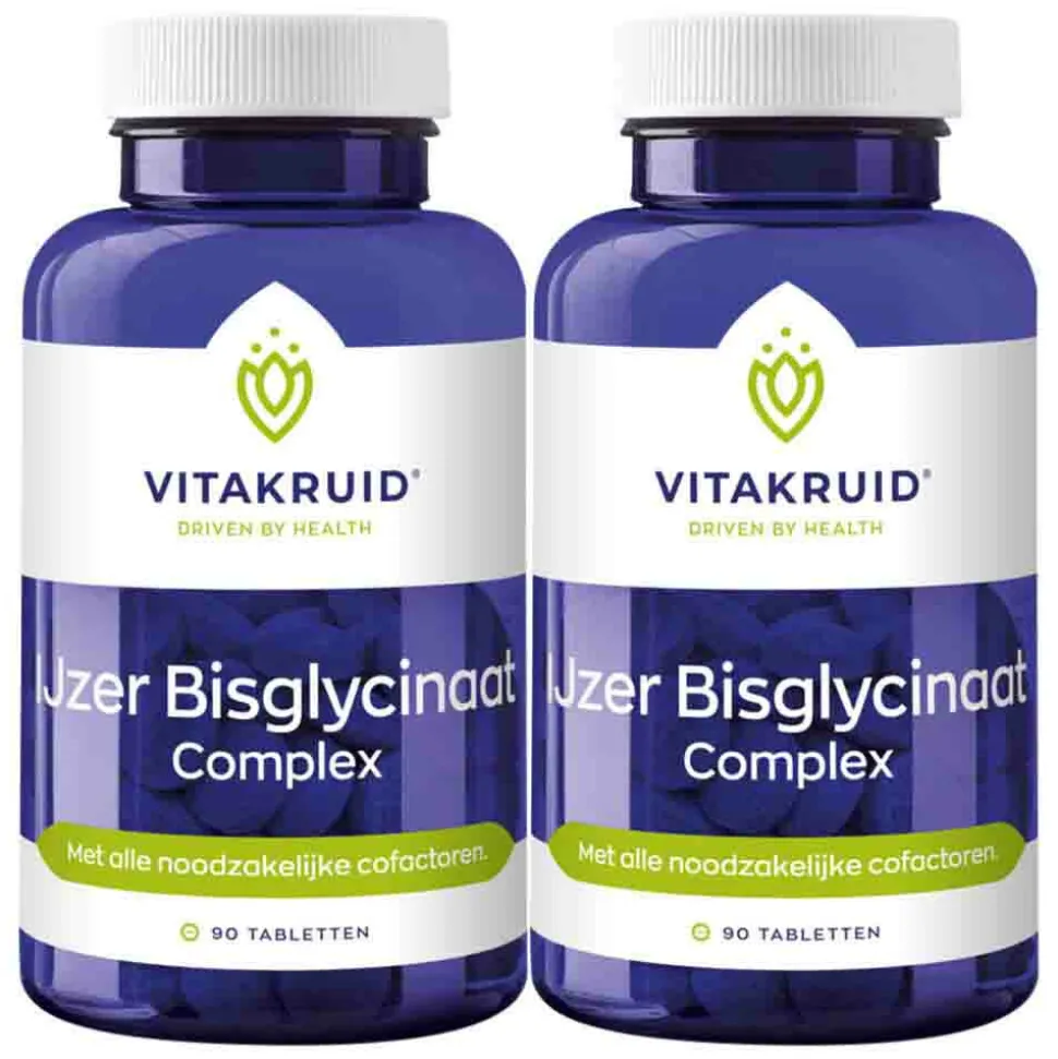 2x Vitakruid Ijzer Bisglycinaat 90 tabletten