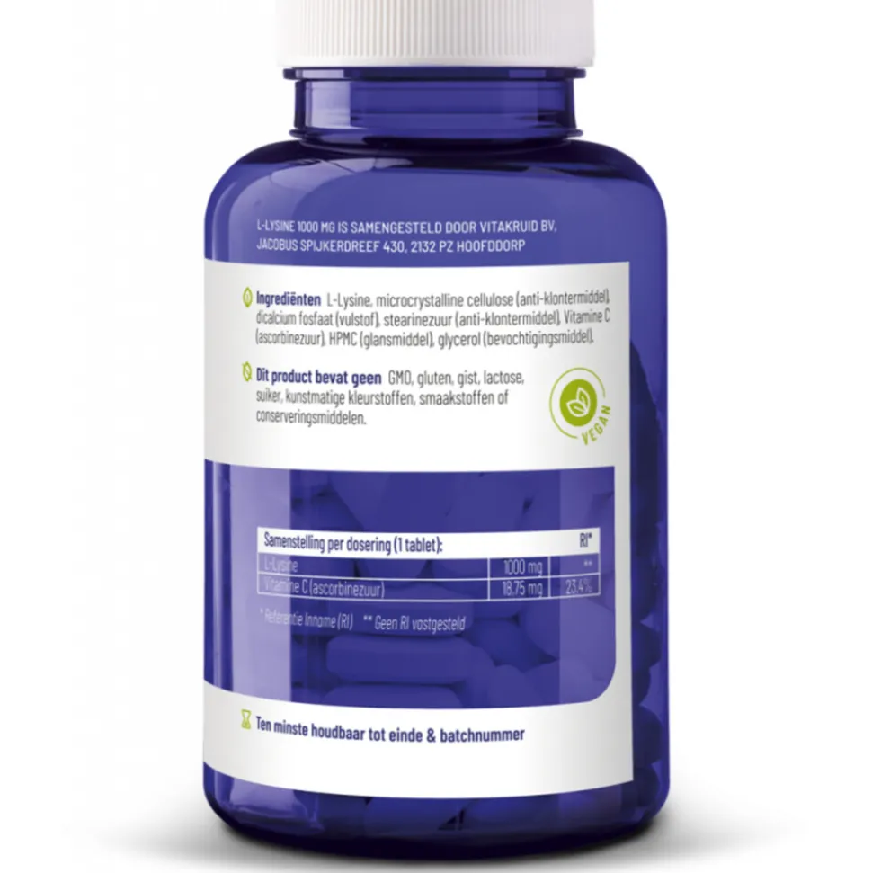 2x Vitakruid L-Lysine 1000 mg 90 tabletten