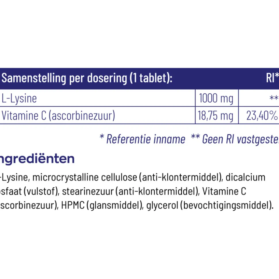 2x Vitakruid L-Lysine 1000 mg 90 tabletten